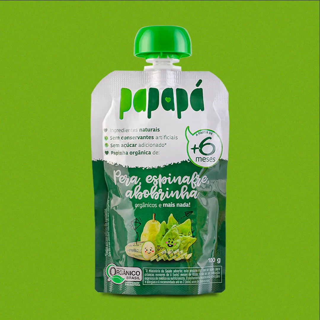 Papinha Orgânica Pera Espinafre e Abobrinha, 100g